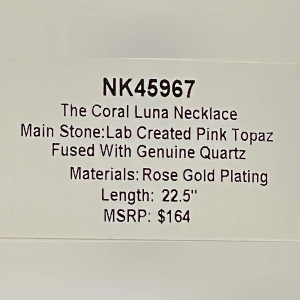 🆕 BOMB PARTY - Resort Wear - The Coral Luna Necklace - Pink Topaz - Rose Gold - Picture 7 of 8